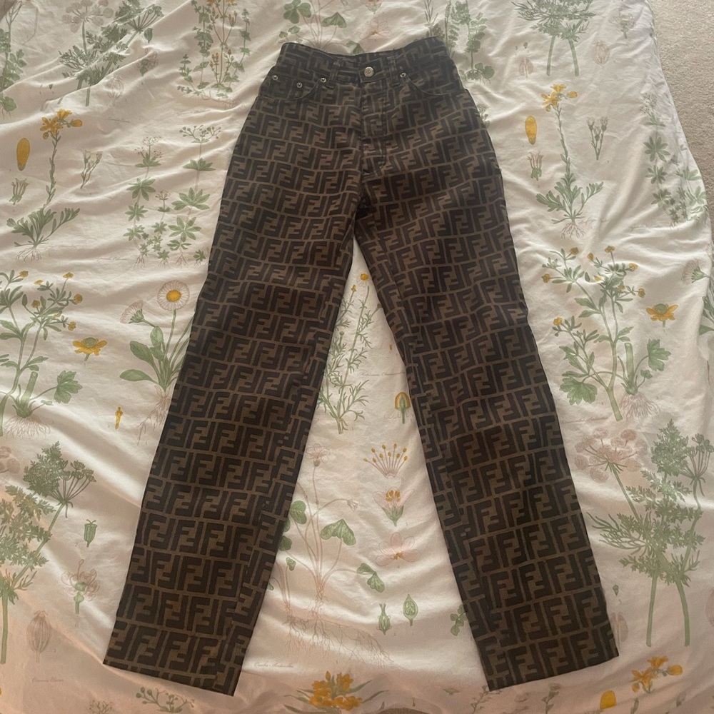 Authentic Fendi Zucca Printed Pants Trousers Jeans
